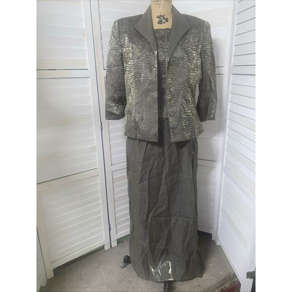 Alex Evenings 2 Piece MOTB Formal Cocktail Maxi A Line Gown Dress Jacket Large - Picture 1 of 13